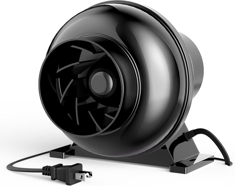 I-Power 4 Inch Inline Duct Fan, 195 CFM Ventilation Fan, Exhaust HVAC Vent Blower for Hydroponics, Grow Tents, Black - Image 1